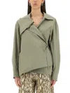 Dries Van Noten Modern Wrap Shirt Large Collar In Green
