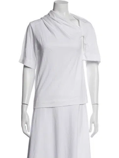 Pre-owned Dries Van Noten Asymmetrical Short Sleeve Top In White