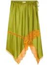 Shop Dries Van Noten Asymmetrical Silk Midi Skirt In Green