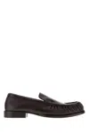 Dries Van Noten Aubergine Leather Loafers In Brown