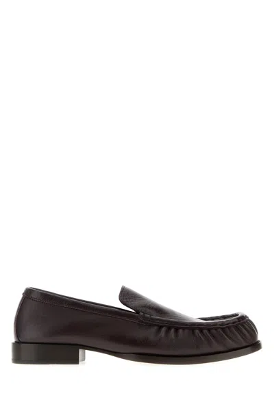 Dries Van Noten Aubergine Leather Loafers In Brown