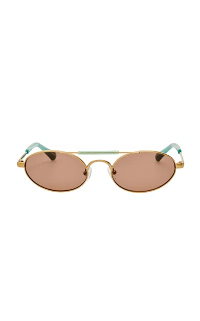 Dries Van Noten Oval-framed Metal Sunglasses In Gold