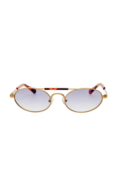 Dries Van Noten Oval-framed Metal Sunglasses In Gray