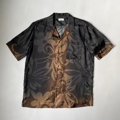 Pre-owned Dries Van Noten A/w 20 Ombre Hawaiian Camp Collar Shirt In Black