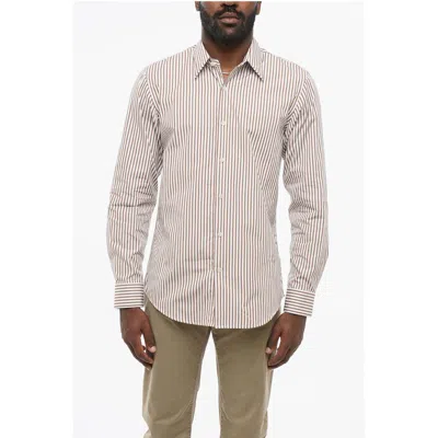 Dries Van Noten Awning Patterned Popeline Cotton Shirt In Pink