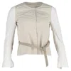 Dries Van Noten Back Leather Strap Bondage Jacket In White Polyester In White