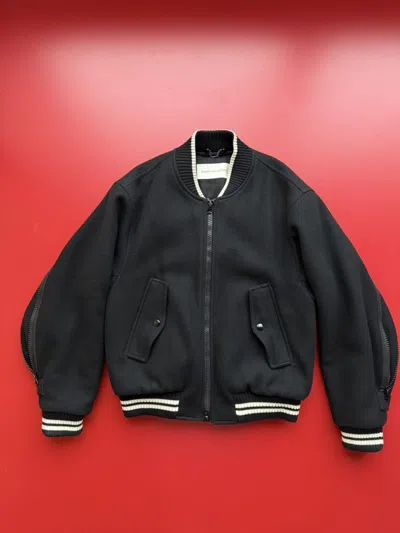 Pre-owned Dries Van Noten Back Zip Bomber Jacket In Black