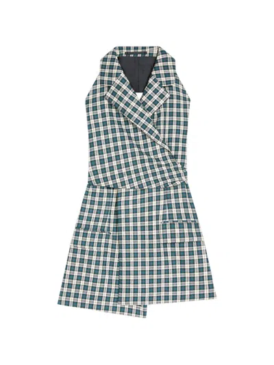 Dries Van Noten Backless Cotton Flannel Top In Blue