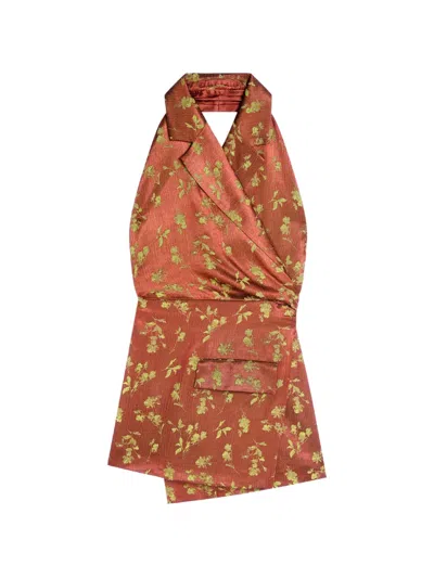 Dries Van Noten Backless Jacquard Top In Orange