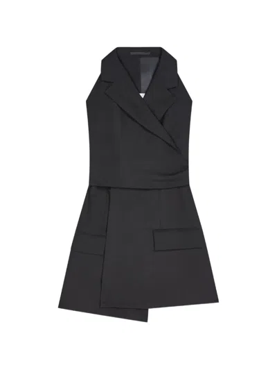 Dries Van Noten Backless Wool Twill Top In Black