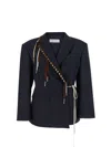 Dries Van Noten Baftan Long Sleeve Notched Lapel Jacket In Blue