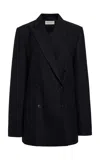 Dries Van Noten Bafya Double-breasted Wool Blazer In Navy