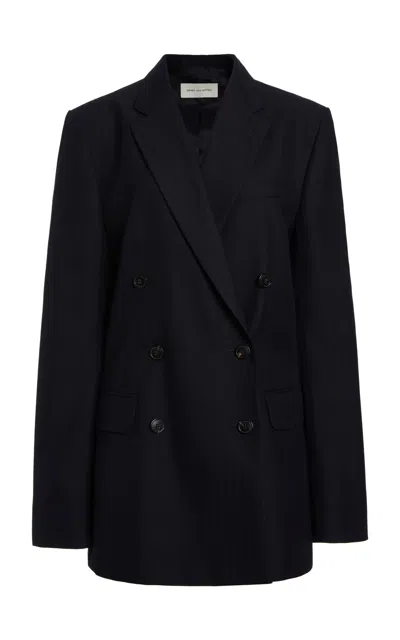 Dries Van Noten Bafya Double-breasted Wool Blazer In Navy
