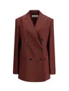 Dries Van Noten Bafya Double-breasted Patterned Blazer In Burgundy