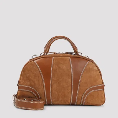 Dries Van Noten Leather-trimmed Suede Duffel Bag In Brown