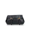 Dries Van Noten Textured Leather Shoulder Bag With Gold-tone Buckle Closure In Black