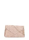 Dries Van Noten Chain Strap Crinkled Texture Envelope Flap Metallic Finish Pleated Fabric Shoulder Bag In Pink
