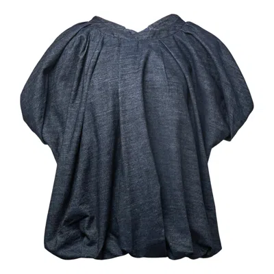 Dries Van Noten Balloon Top With Scarf In Blue