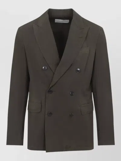 Dries Van Noten Balto Cotton Double Breasted Tailored Jacket In Brown