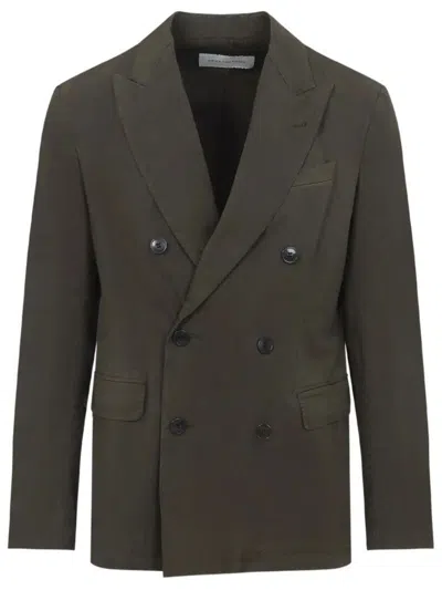 Dries Van Noten Balto Cotton Double Breasted Tailored Jacket In Brown