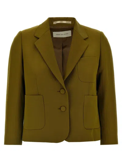 Dries Van Noten 'bamis' Blazer Featuring Buttoned Cuffs In Green