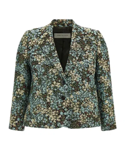 Dries Van Noten Bamis Floral Jacquard Buttoned Blazer In Multi