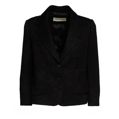 Dries Van Noten Bamis Floral Jacquard Single Breasted Blazer In Black
