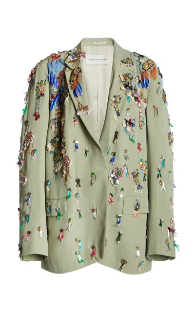 Dries Van Noten Barbados Embellished Jacket In Green