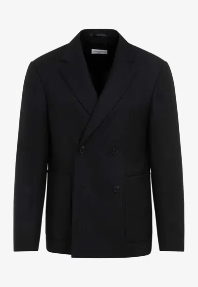 Dries Van Noten Barleys Double Breasted Wool Sport Coat In Blue