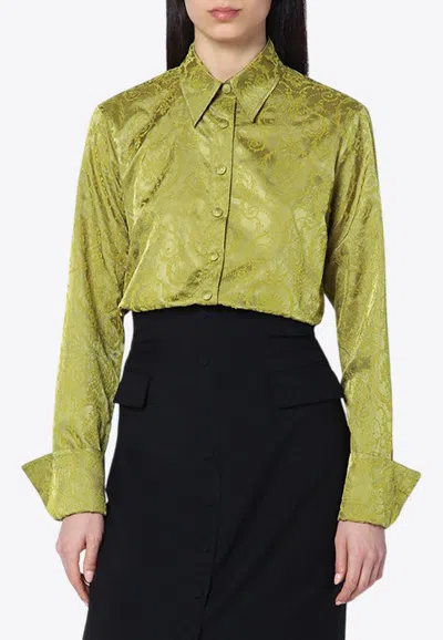 Dries Van Noten Baroque Patterned Buttoned Shirt In Green