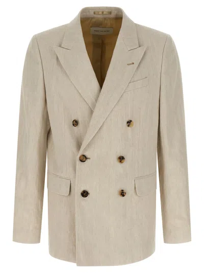 Dries Van Noten Barry Blazer Double Breasted Notch Lapel In Neutral
