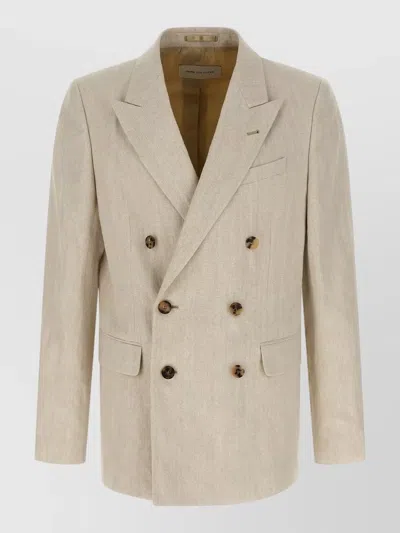Dries Van Noten Barry Blazer Double Breasted Notch Lapel In Neutral