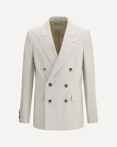 Dries Van Noten Barry Blazer In A Cotton And Linen Herringbone Blend In White