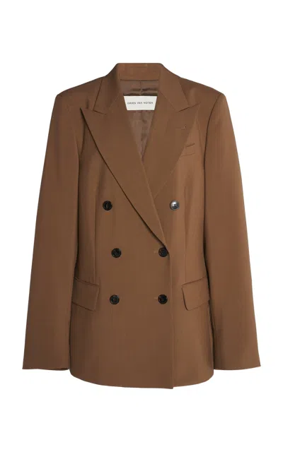 Dries Van Noten Barrysta Double-breasted Wool Blazer In Brown