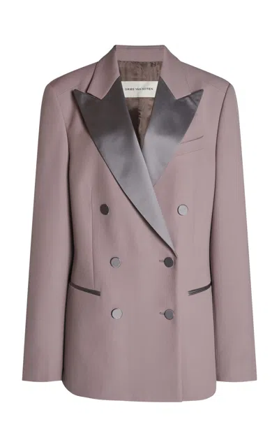 Dries Van Noten Barrysta Wool-silk Tuxedo Blazer In Pink