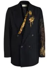 Dries Van Noten Barton Embellished Wool-blend Blazer In Navy