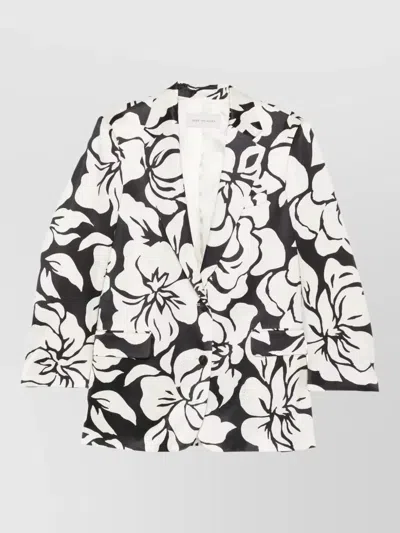 Dries Van Noten Basti Floral Single Breasted Tailored Jacket In White