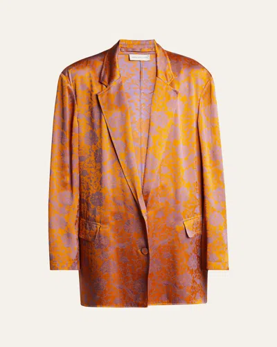 Dries Van Noten Basti Floral Viscose-blend Jacket In Orange