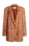 Dries Van Noten Basti Snake-printed Cotton-jacquard Blazer In Python