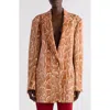 Dries Van Noten Basti Snakeskin Print Single Breasted Blazer In Brique