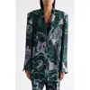 Dries Van Noten Bastis Abstract Floral Jacquard Single Breasted Crepe Blazer In Green