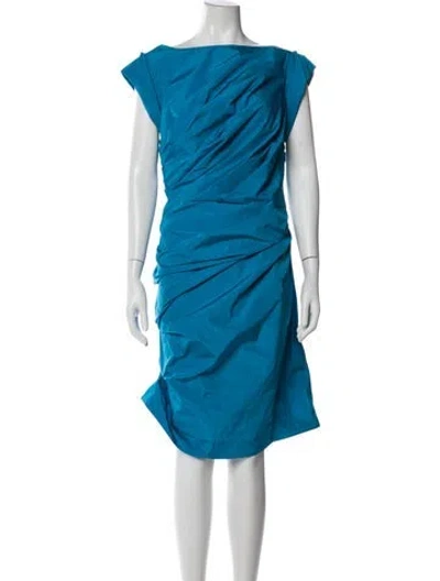 Pre-owned Dries Van Noten Bateau Neckline Knee-length Dress In Blue