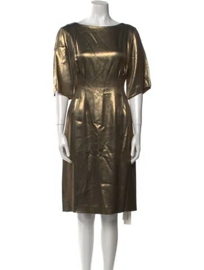 Pre-owned Dries Van Noten Bateau Neckline Knee-length Dress In Brown