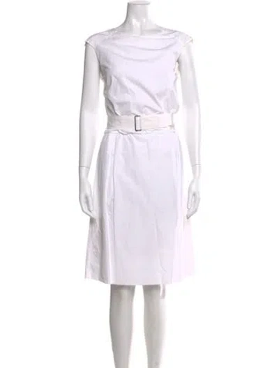 Pre-owned Dries Van Noten Bateau Neckline Knee-length Dress In White