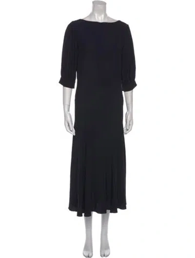 Pre-owned Dries Van Noten Bateau Neckline Long Dress In Blue