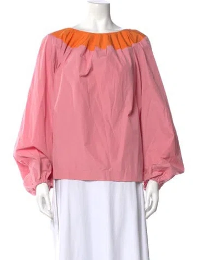 Pre-owned Dries Van Noten Bateau Neckline Long Sleeve Blouse In Multi