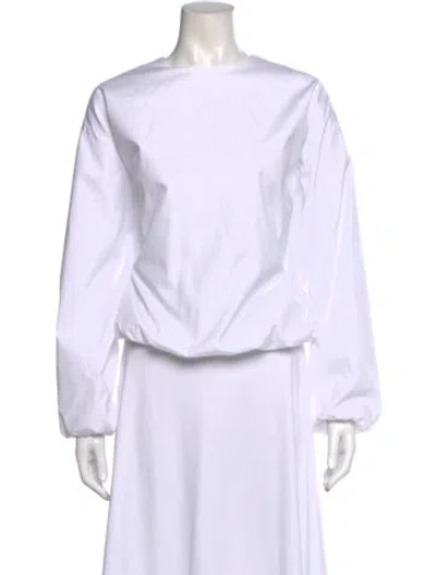 Pre-owned Dries Van Noten Bateau Neckline Long Sleeve Blouse In White