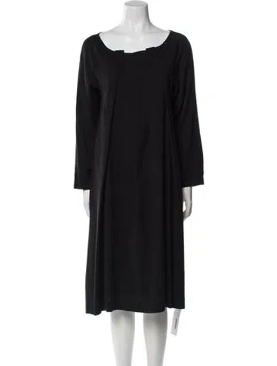 Pre-owned Dries Van Noten Bateau Neckline Midi Length Dress In Black