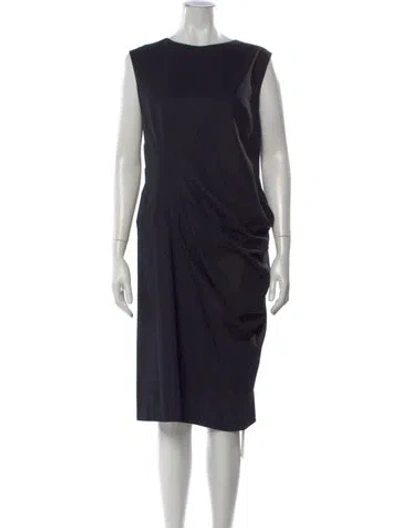 Pre-owned Dries Van Noten Bateau Neckline Midi Length Dress In Black