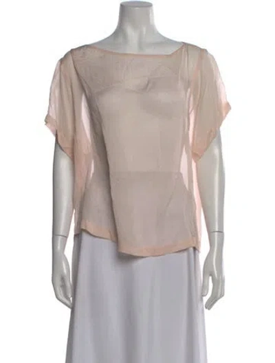 Pre-owned Dries Van Noten Bateau Neckline Short Sleeve Blouse In Neutral